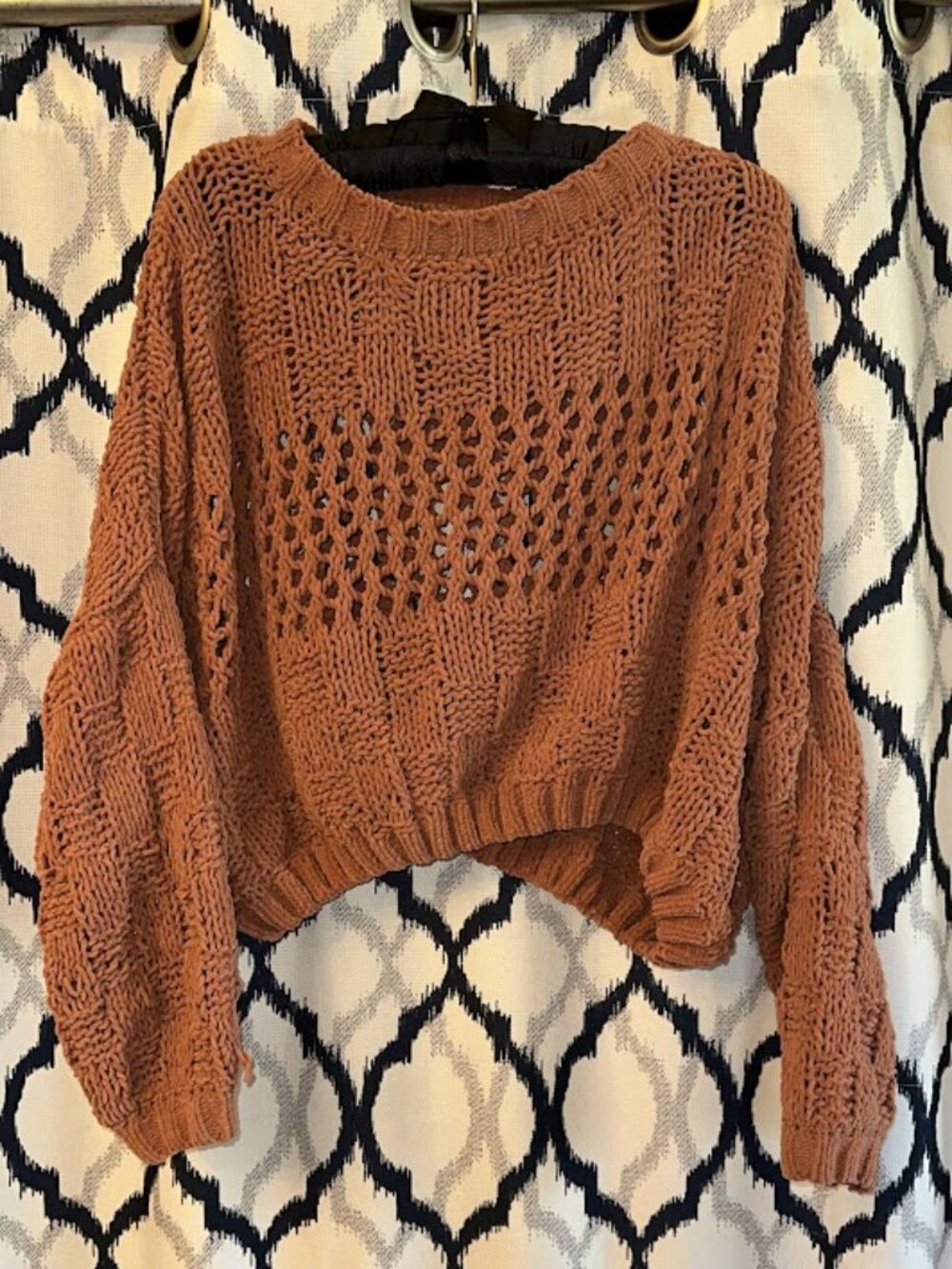 Burnt Orange Billabong Knit Crop Sweater Size Medium